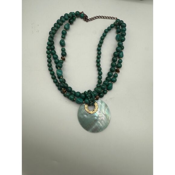 Abalone Shell pendant green/gold tone - Picture 4 of 4